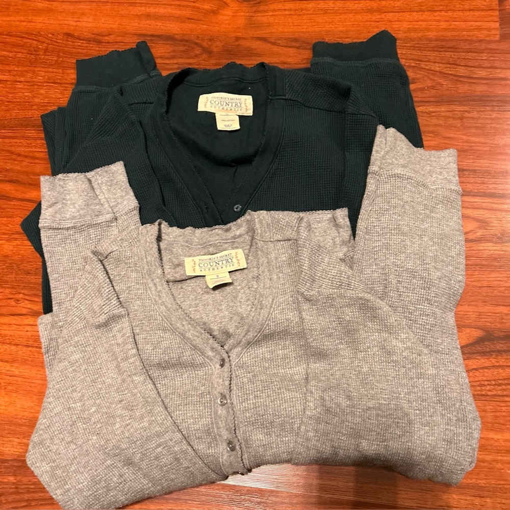 VTG RARE HTF 80s Victoria's Secret Country Thermal Henley PJS COTTAGECORE Sz S - Picture 6 of 16